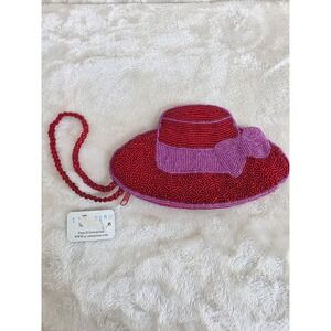 Red Hat Society Beaded Bag Bow Whimsical Novelty Purse EJ Enterprises